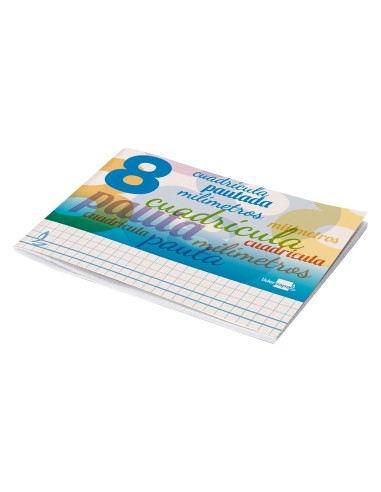 Libreta liderpapel pautaguia tapa cartoncillo 32 hojas din a5 cuadriculado pautado 8mm apaisada 70 gr