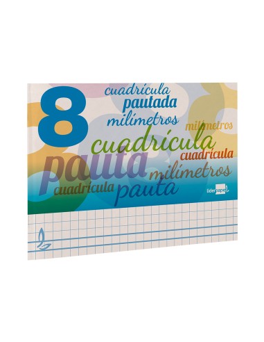 Libreta liderpapel pautaguia tapa cartoncillo 32 hojas din a5 cuadriculado pautado 8mm apaisada 70 gr