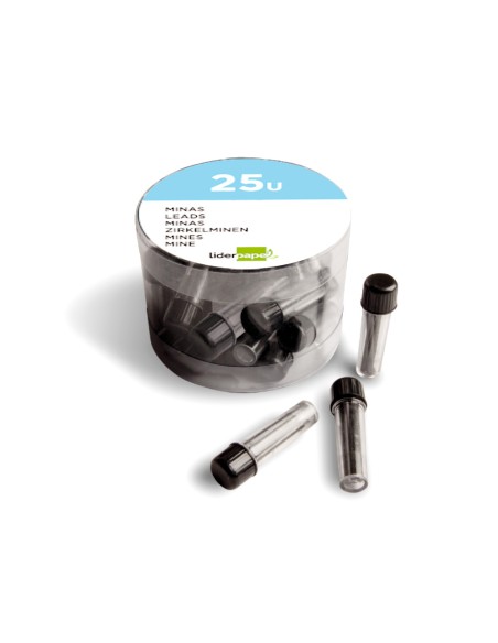 Minas liderpapel grafito para compas 2 mm estuche de 3 minas