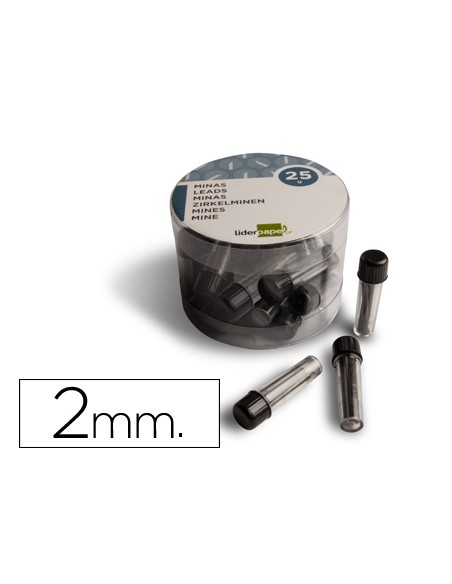 Minas liderpapel grafito para compas 2 mm estuche de 3 minas