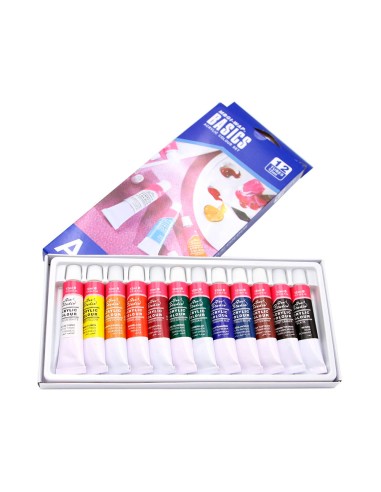 Pintura acrilica artist caja carton de 12 colores surtidos tubo de 12 ml
