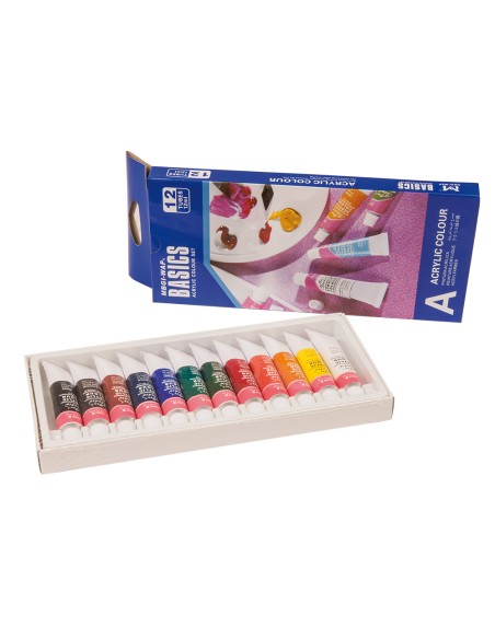 Pintura acrilica artist caja carton de 12 colores surtidos tubo de 12 ml Pintura acrilica artist caja carton de 12 colores surtidos tubo de 12 ml