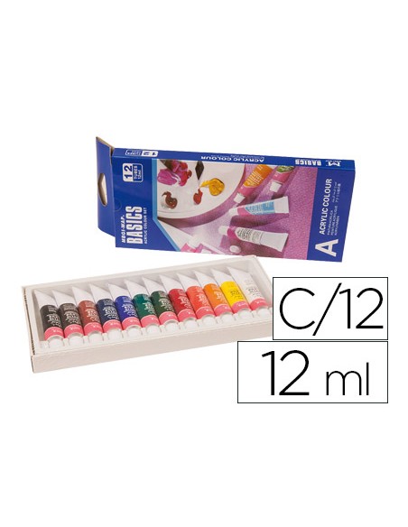 Pintura acrilica artist caja carton de 12 colores surtidos tubo de 12 ml Pintura acrilica artist caja carton de 12 colores surtidos tubo de 12 ml