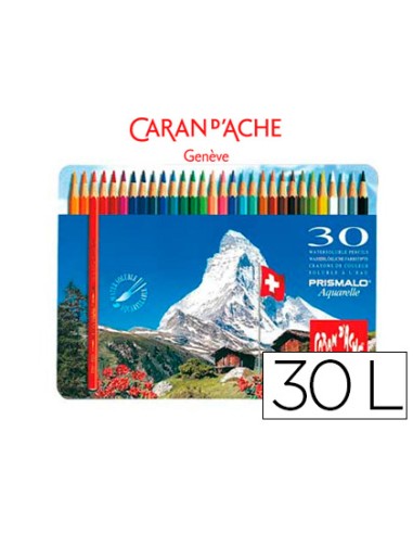 Lapices de colores caran d ache acuarelables caja metalica de 30 colores surtidos