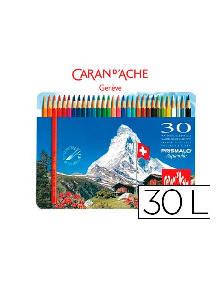 Lapices de colores caran d ache acuarelables caja metalica de 30 colores surtidos