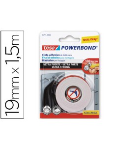 Cinta adhesiva tesa doble cara ultra strong extrafuerte para interior y exterior 15m x19mm