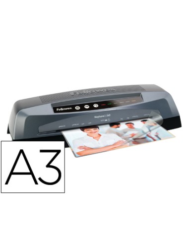 Plastificadora fellowes neptuno din a3 de 4 rodillos frio y caliente hasta 175 mc 570x125x180mm