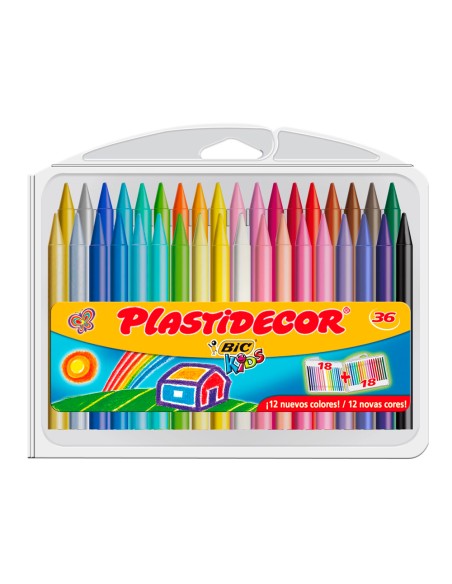Lapices cera plastidecor caja de 36 colores surtidos