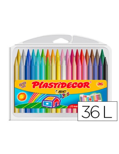 Lapices cera plastidecor caja de 36 colores surtidos