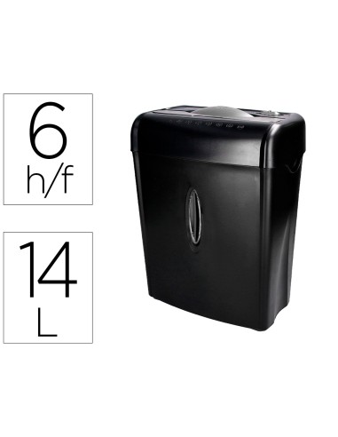 Destructora de documentos q connect kf17970 capacidad de corte 6 h destruye grapas clips y tarjetas papelera 14l