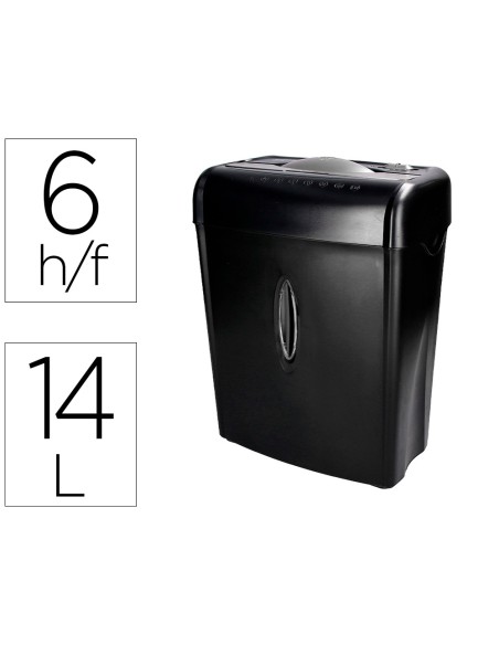 Destructora de documentos q connect kf17970 capacidad de corte 6 h destruye grapas clips y tarjetas papelera 14l