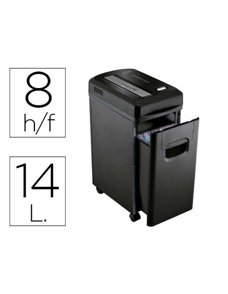 Destructora de documentos q connect kf15547 capacidad de corte 8 h destruye grapas clips y tarjetas papelera 15l