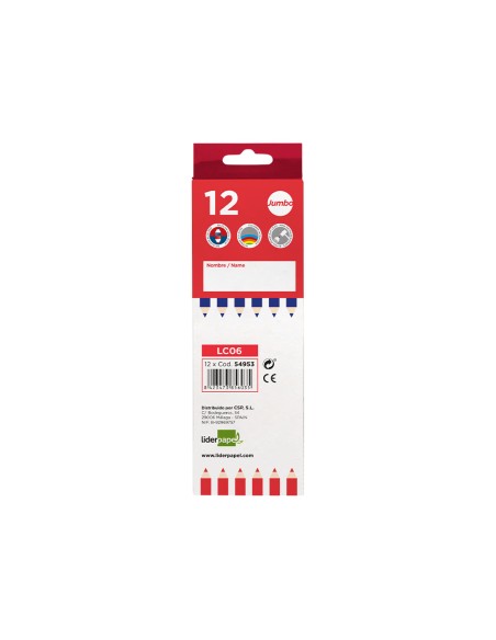 Lapices bicolor liderpapel jumbo rojo azul