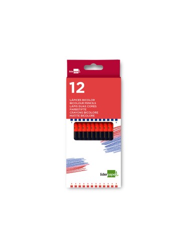 Lapices bicolor liderpapel fino rojo azul