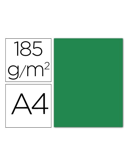 Cartulina guarro din a4 verde amazona 185 gr paquete 50 hojas