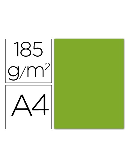 Cartulina guarro din a4 verde manzana 185 gr paquete 50 hojas
