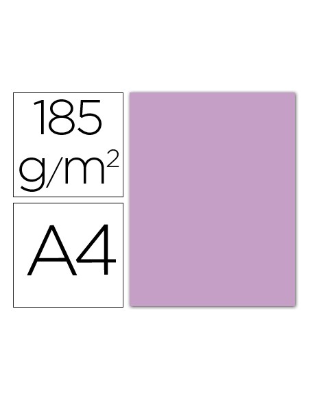 Cartulina guarro din a4 lila 185 gr paquete 50 hojas