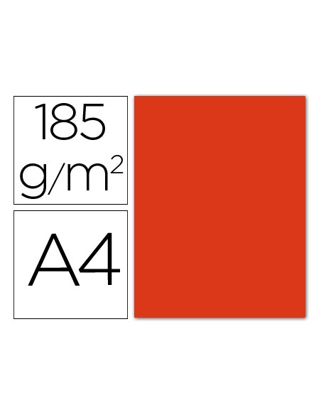 Cartulina guarro din a4 tomate 185 gr paquete 50 hojas