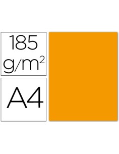 Cartulina guarro din a4 mandarina 185 gr paquete 50 hojas