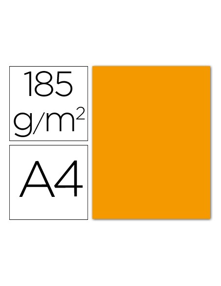 Cartulina guarro din a4 mandarina 185 gr paquete 50 hojas