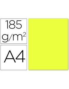 Cartulina guarro din a4 amarillo limon 185 gr paquete 50 hojas