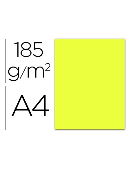 Cartulina guarro din a4 amarillo limon 185 gr paquete 50 hojas