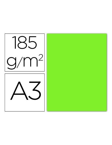 Cartulina guarro din a3 verde fluorescente 250 gr paquete 50 hojas