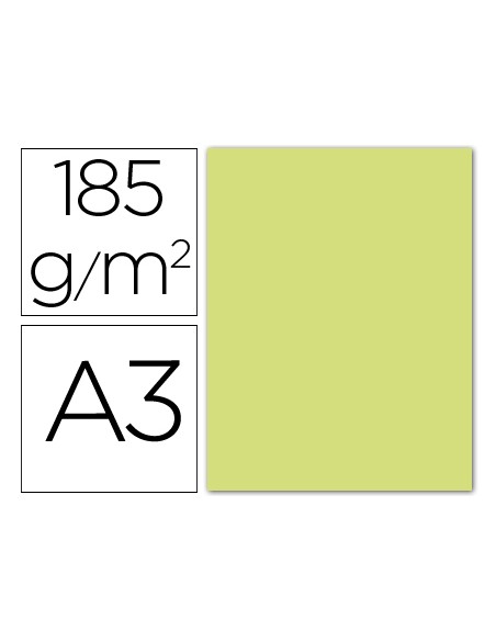 Cartulina guarro din a3 verde manzana 185 gr paquete 50 hojas