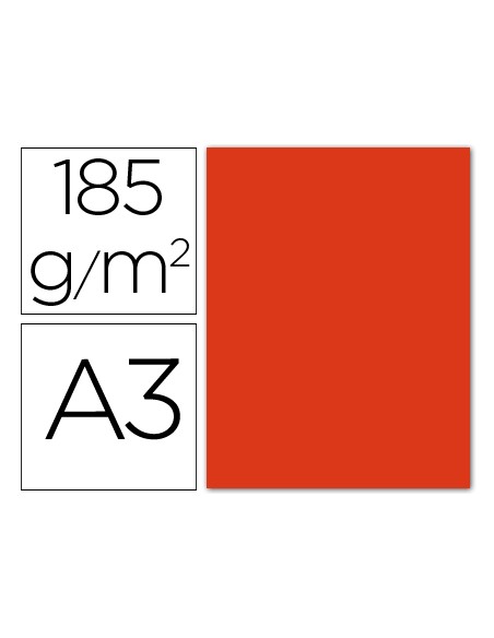 Cartulina guarro din a3 tomate 185 gr paquete 50 hojas