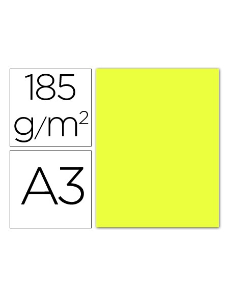 Cartulina guarro din a3 amarillo limon 185 gr paquete 50 hojas