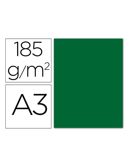 Cartulina guarro din a3 verde abeto 185 gr paquete 50 hojas