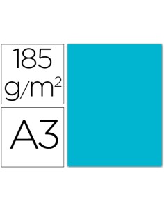 Cartulina guarro din a3 azul turquesa 185 gr paquete 50 hojas