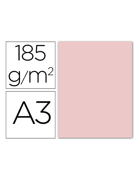 Cartulina guarro din a3 rosa 185 gr paquete 50 hojas