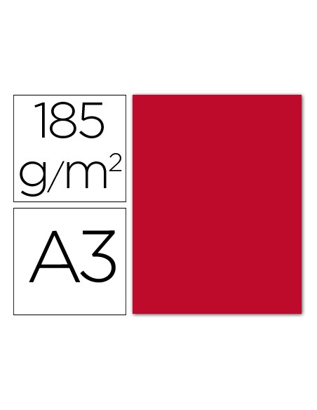 Cartulina guarro din a3 rojo 185 gr paquete 50 hojas