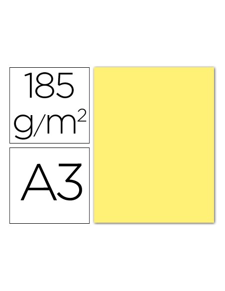 Cartulina guarro din a3 amarillo 185 gr paquete 50 hojas