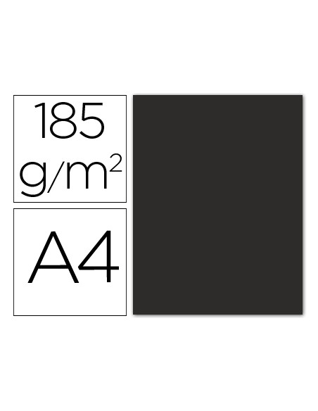 Cartulina guarro din a4 negro 185 gr paquete 50 hojas