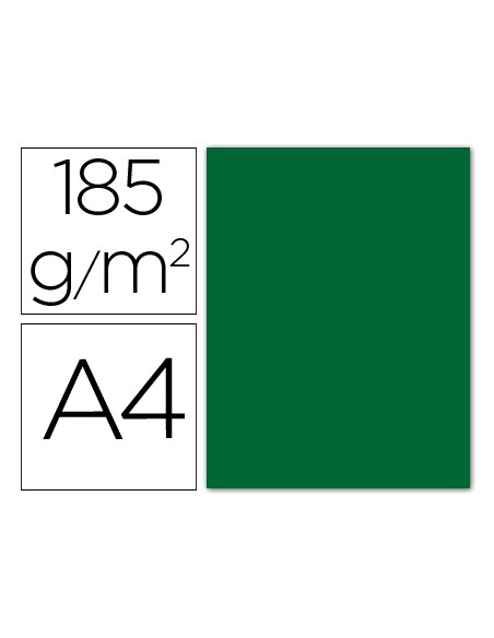 Cartulina guarro din a4 verde abeto 185 gr paquete 50 hojas