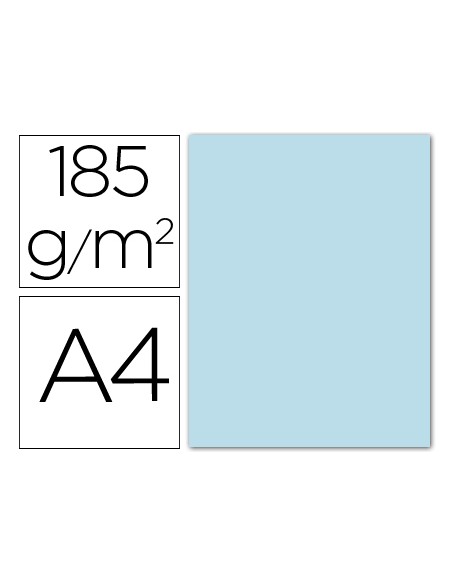 Cartulina guarro din a4 azul cielo 185 gr paquete 50 hojas