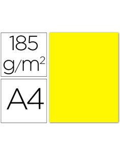 Cartulina guarro din a4 amarillo canario 185 gr paquete 50 hojas