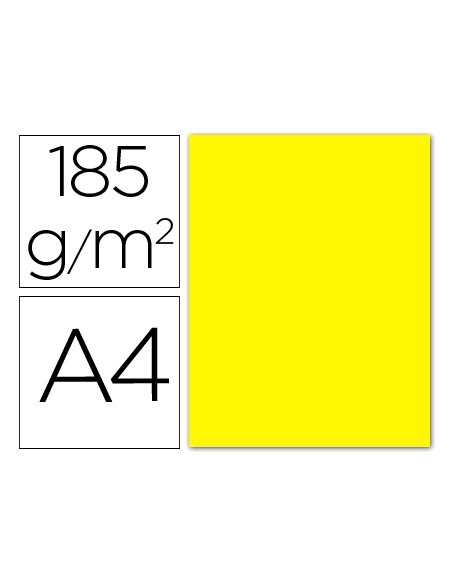 Cartulina guarro din a4 amarillo canario 185 gr paquete 50 hojas