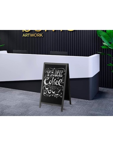 Pizarra negra liderpapel caballete doble cara de madera con superficie para rotuladores 75x135 cm