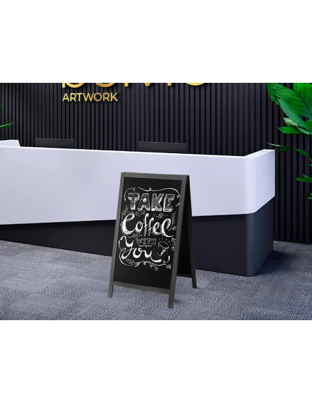 Pizarra negra liderpapel caballete doble cara de madera con superficie para rotuladores 75x135 cm