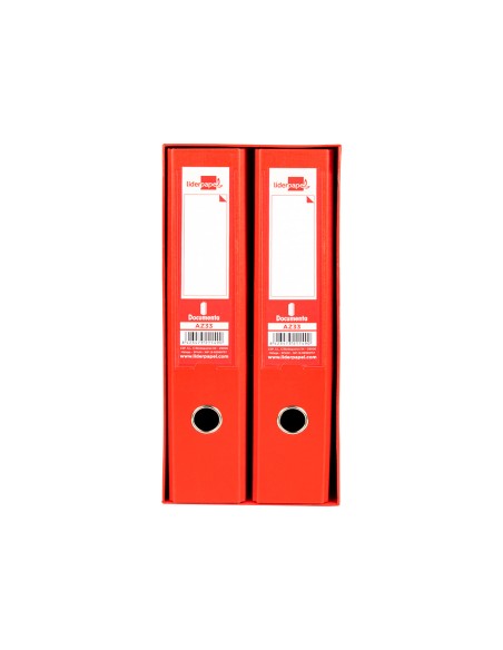 Modulo liderpapel 2 archivadores folio 2 anillas mecanismo de palanca 75mm rojo