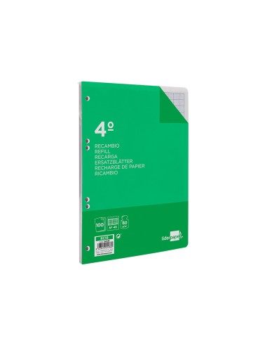 Recambio liderpapel cuarto 100 hojas 60g m2 rayado nº 46 6 taladros