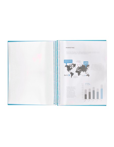 Carpeta liderpapel escaparate con espiral 80 fundas polipropileno din a4 azul