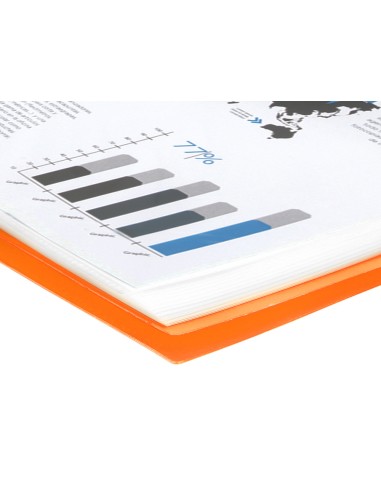 Carpeta liderpapel escaparate con espiral 60 fundas polipropileno din a4 naranja