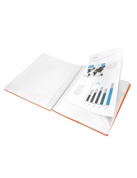 Carpeta liderpapel escaparate con espiral 60 fundas polipropileno din a4 naranja