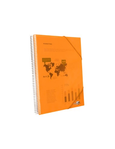 Carpeta liderpapel escaparate con espiral 60 fundas polipropileno din a4 naranja