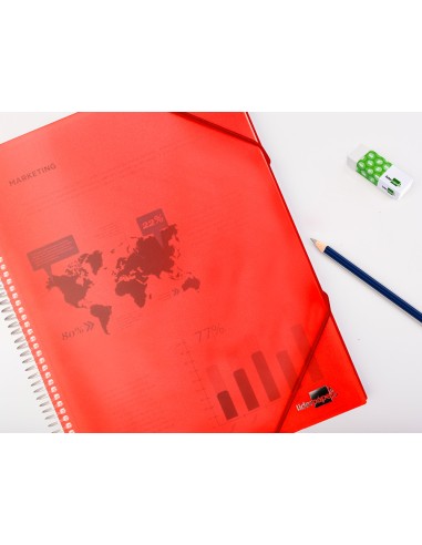 Carpeta liderpapel escaparate con espiral 60 fundas polipropileno din a4 rojo