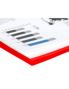 Carpeta liderpapel escaparate con espiral 40 fundas polipropileno din a4 rojo